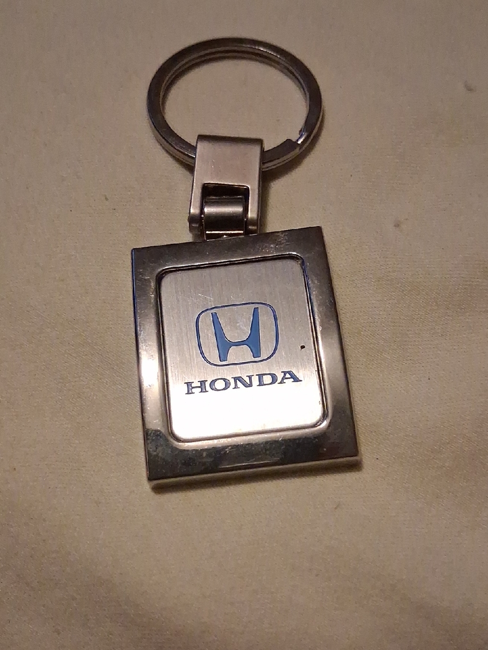 Honda Silver Metal Keyring with Blue Logo